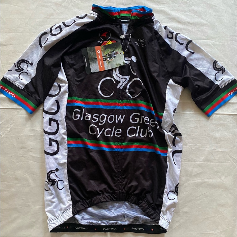 Men Pactimo Glasgow Green Cycle Club Jersey Black/White. GGCC Est 2011.